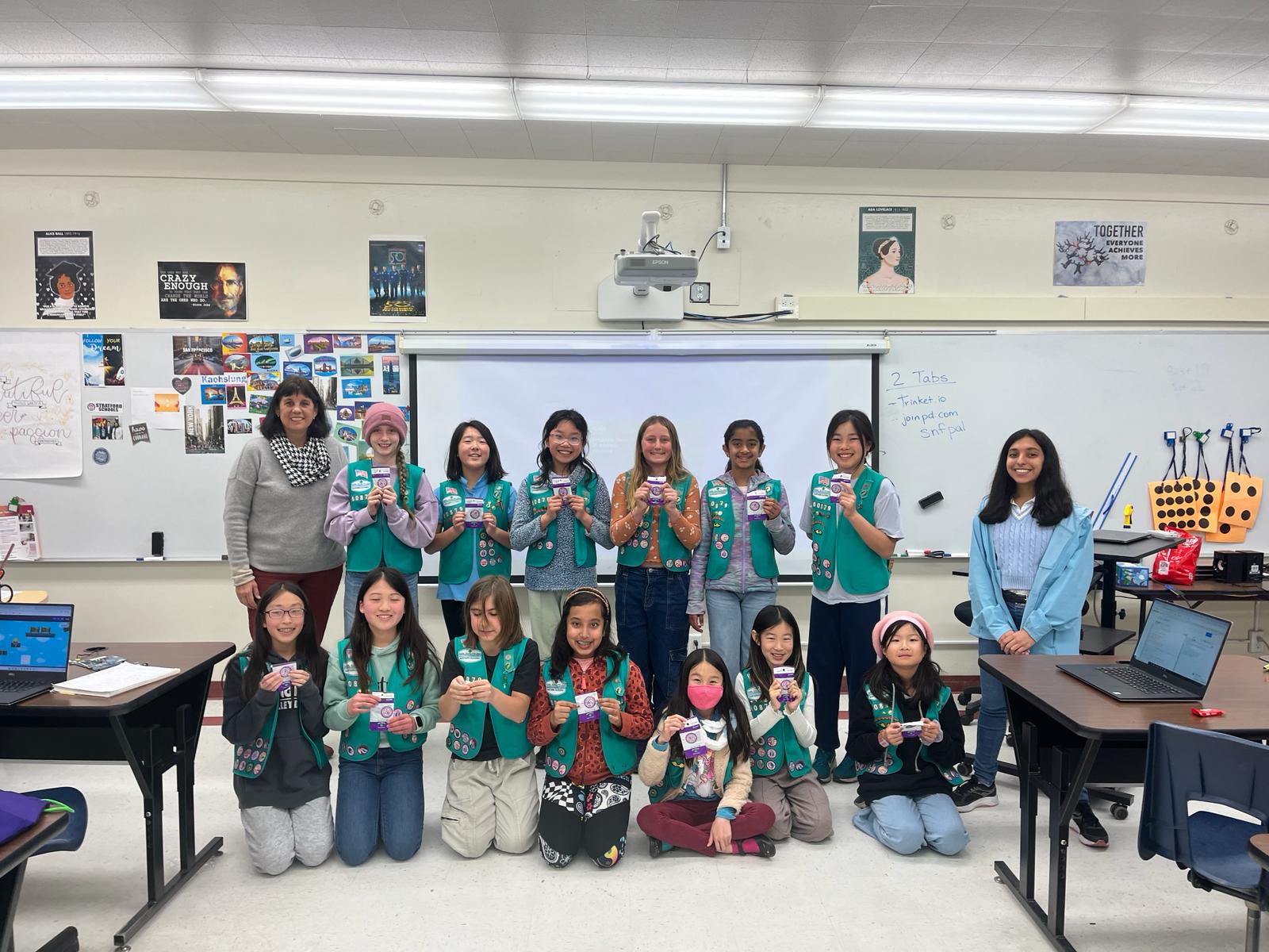 Girl Scouts learning to code