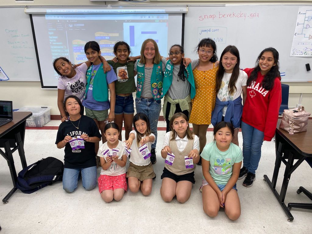 Girl Scouts working on computers