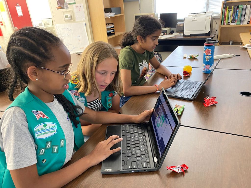 Girl Scouts coding session